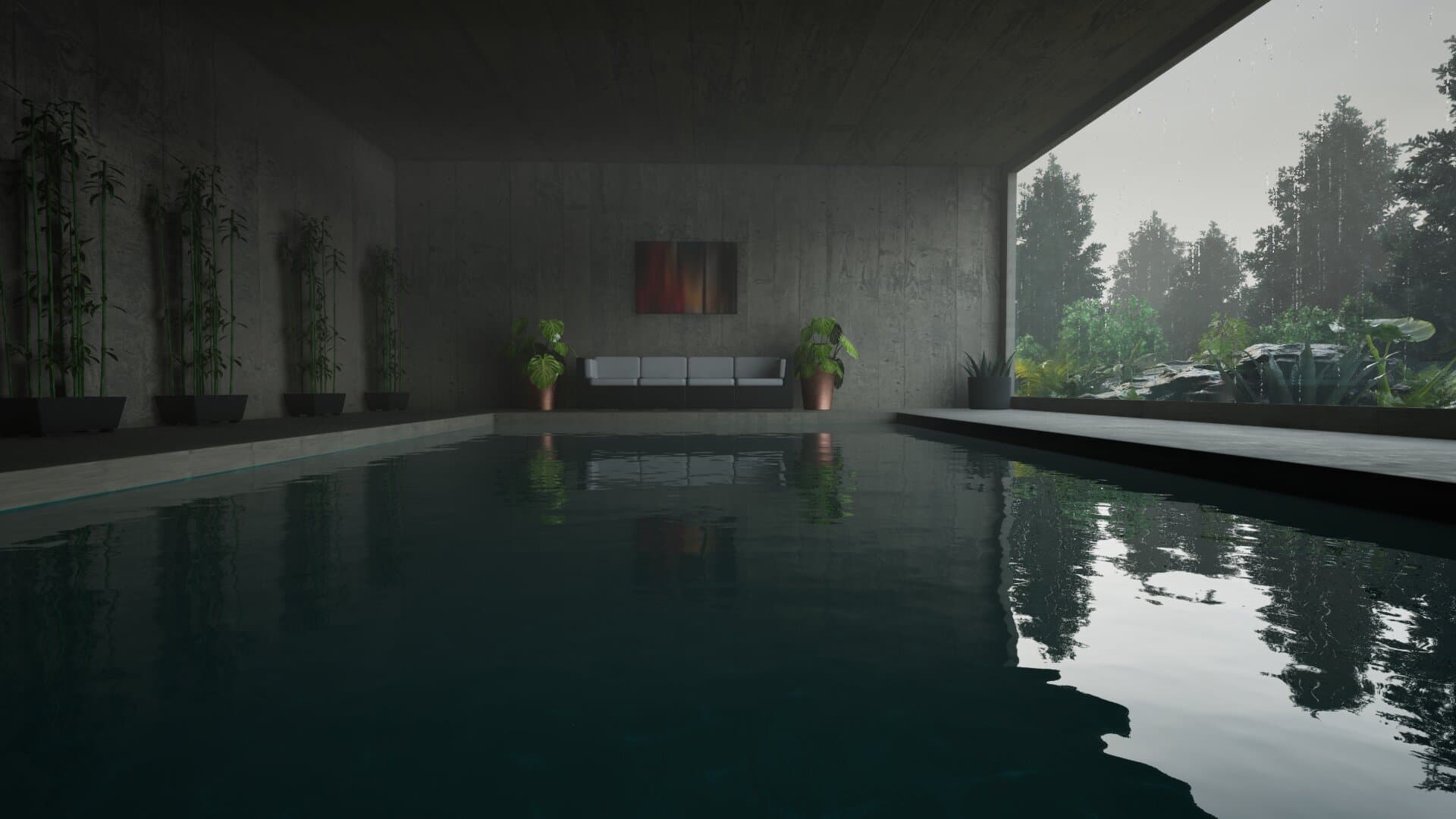 Brutalist Pool render